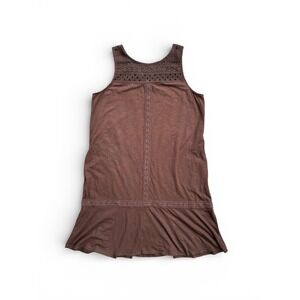 J. Jill Crochet Lace Knit Dress Women Large Brown Excellent Sleeveless Pocket